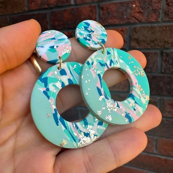 Ombre Light Blue Earrings - Picture 3 of 6